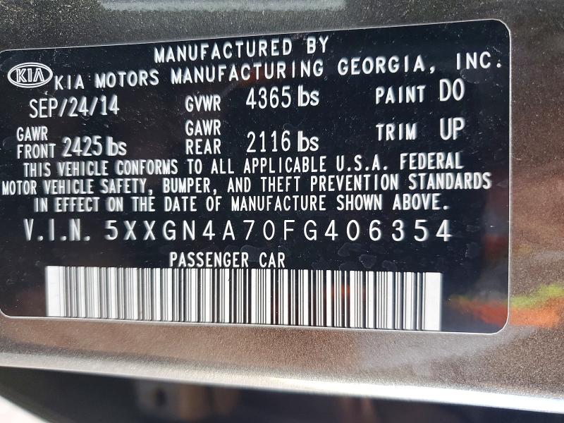 2015 Kia Optima მანქანა იყიდება აუქციონზე, vin: 5XXGN4A70FG406354, აუქციონის ნომერი: 54520766