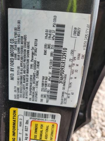 53314416 :رقم المزاد ، 3FA6P0D9XLR133910 vin ، 2020 Ford Fusion مزاد بيع