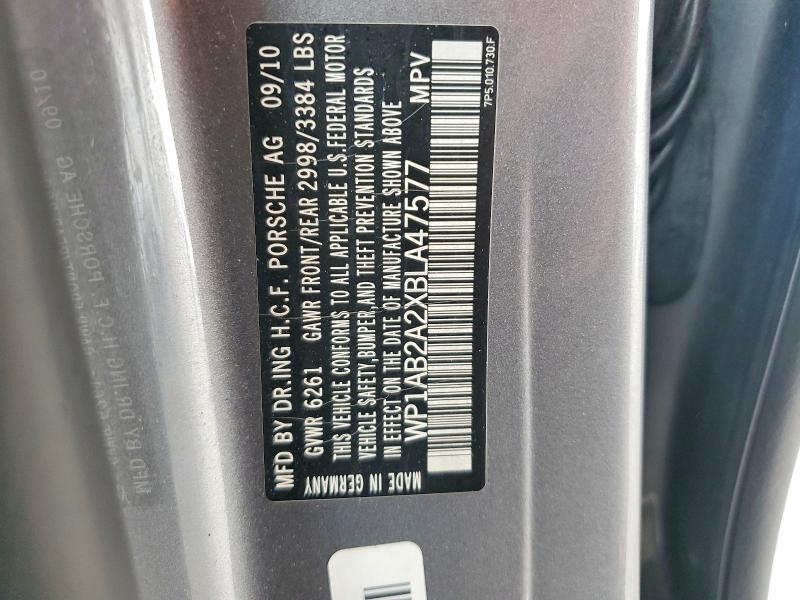 Aukcja sprzedaży 2011 Porsche Cayenne, vin: WP1AB2A2XBLA47577, numer aukcji: 54595676