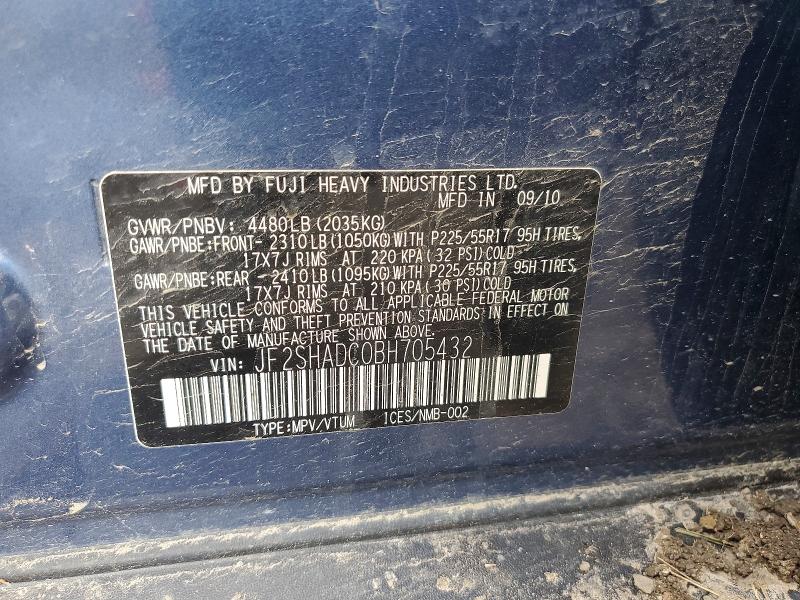 53513076 :رقم المزاد ، JF2SHADC0BH705432 vin ، 2011 Subaru Forester مزاد بيع