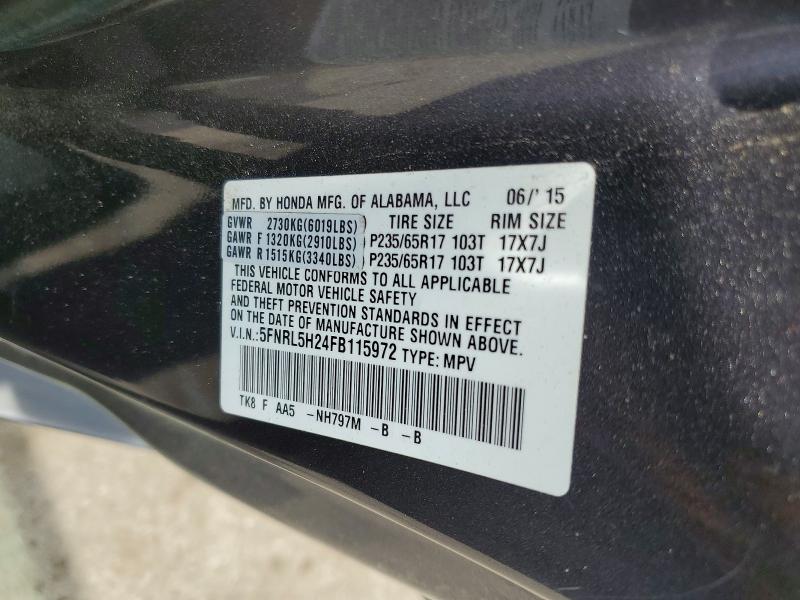 55047266 :رقم المزاد ، 5FNRL5H24FB115972 vin ، 2015 Honda Odyssey مزاد بيع