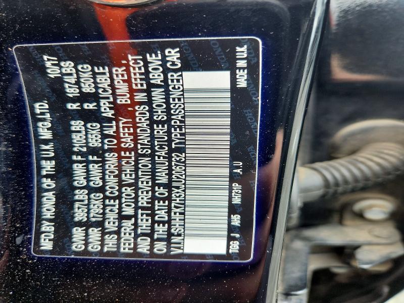 Продажа на аукционе авто 2018 Honda Civic, vin: SHHFK7H3XJU206732, номер лота: 54766276