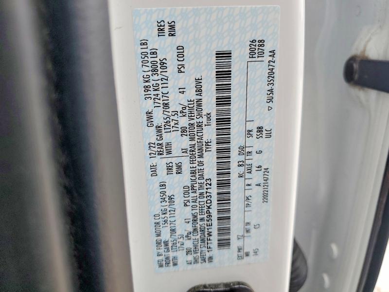 2023 Ford F150 მანქანა იყიდება აუქციონზე, vin: 1FTFW1E59PKD37123, აუქციონის ნომერი: 52617046