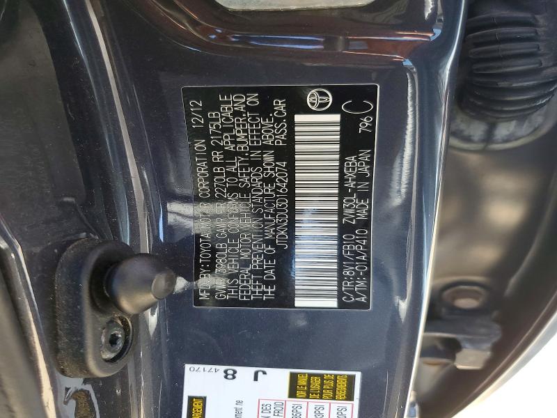 Aukcja sprzedaży 2013 Toyota Prius, vin: JTDKN3DU3D1642074, numer aukcji: 51927276