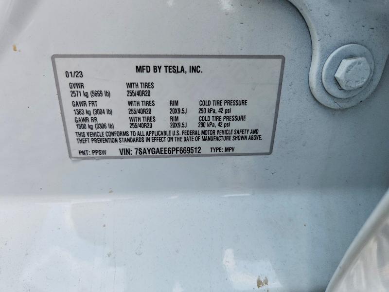 51979746 :رقم المزاد ، 7SAYGAEE6PF669512 vin ، 2023 Tesla Model Y مزاد بيع