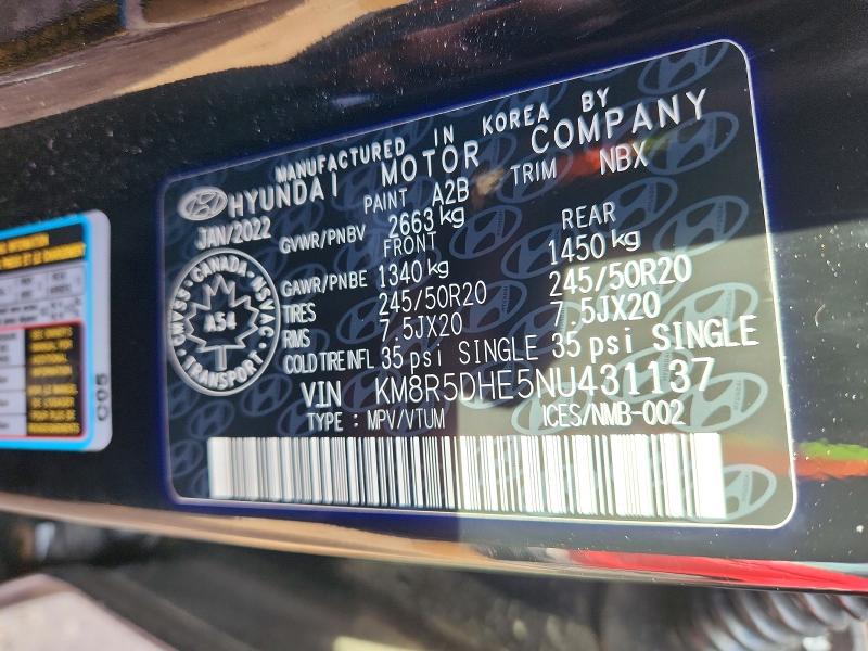 Продаж на аукціоні авто 2022 Hyundai Palisade, vin: KM8R5DHE5NU431137, номер лоту: 53315106