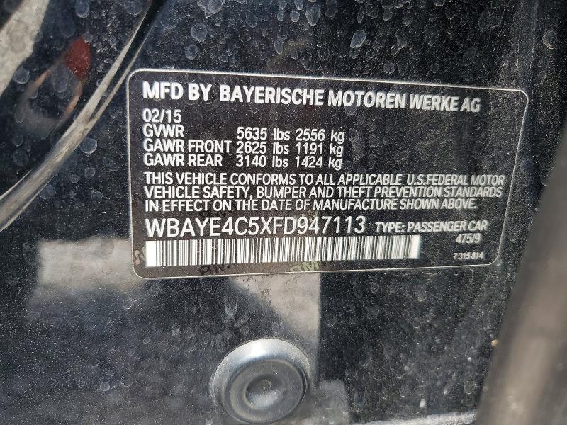 Продажа на аукционе авто 2015 Bmw 740, vin: WBAYE4C5XFD947113, номер лота: 53921006