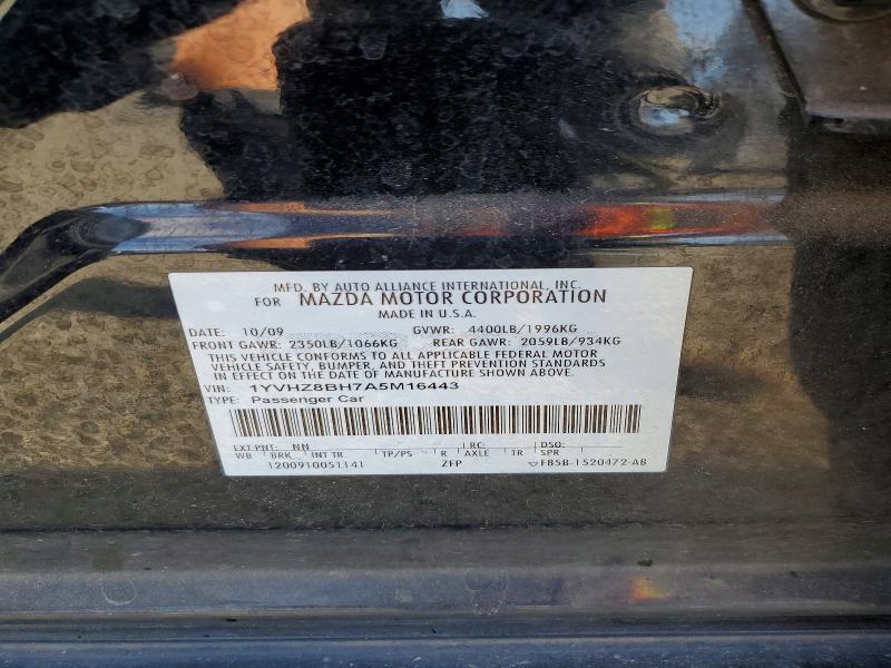 2010 Mazda 6 მანქანა იყიდება აუქციონზე, vin: 1YVHZ8BH7A5M16443, აუქციონის ნომერი: 52735426