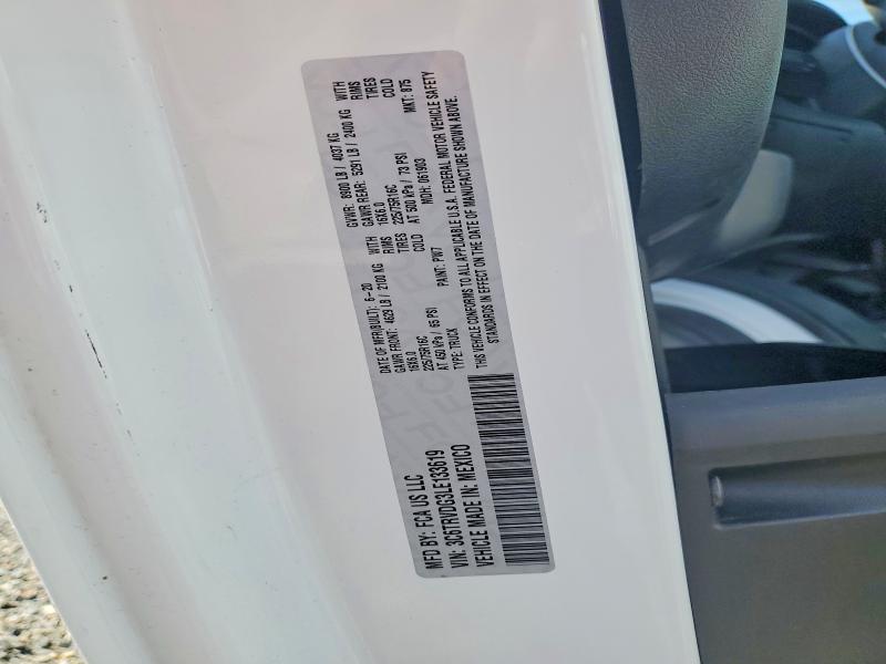 52766776 :رقم المزاد ، 3C6TRVDG3LE133619 vin ، 2020 Ram Promaster 2500 مزاد بيع