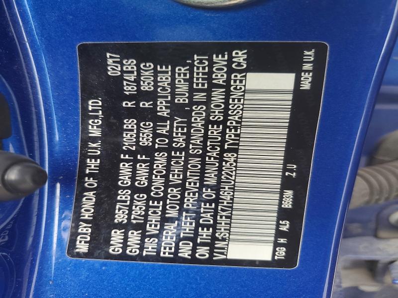 Aukcja sprzedaży 2017 Honda Civic, vin: SHHFK7H46HU220548, numer aukcji: 53321276