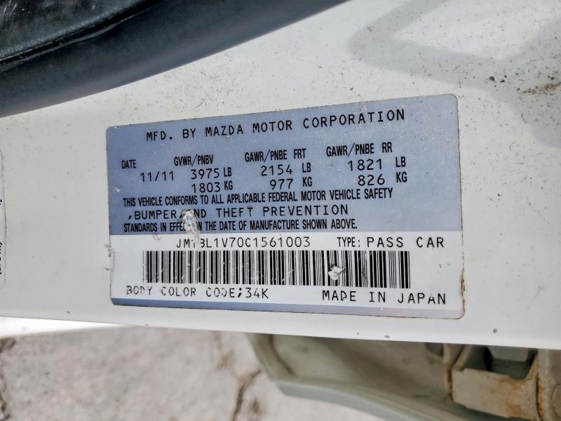 Aukcja sprzedaży 2012 Mazda 3, vin: JM1BL1V70C1561003, numer aukcji: 54464566