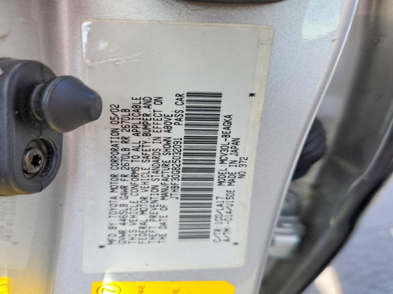 Aukcja sprzedaży 2002 Lexus Es, vin: JTHBF30G825032091, numer aukcji: 51640486