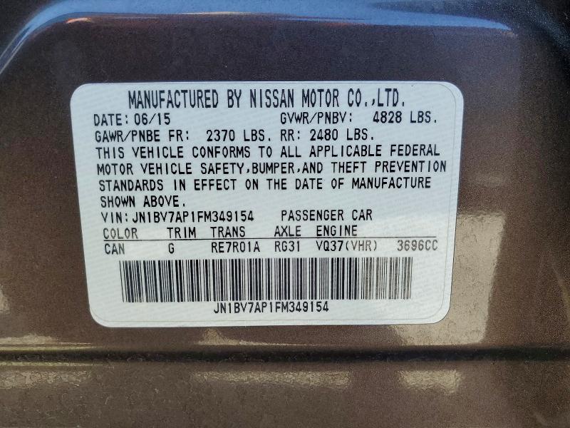 Aukcja sprzedaży 2015 Infiniti Q50, vin: JN1BV7AP1FM349154, numer aukcji: 54706236