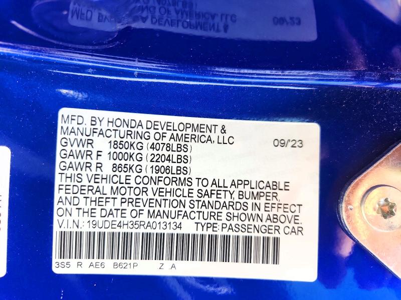 52074756 :رقم المزاد ، 19UDE4H35RA013134 vin ، 2024 Acura Integra مزاد بيع