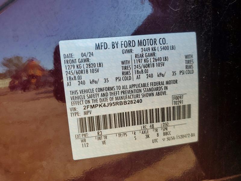 Aukcja sprzedaży 2024 Ford Edge, vin: 2FMPK4J95RBB28240, numer aukcji: 55149496