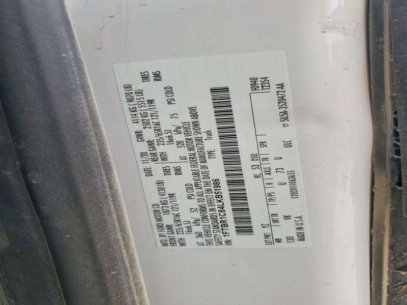 Auction sale of the 2020 Ford Transit, vin: 1FTBR1C84LKB51986, lot number: 53303386