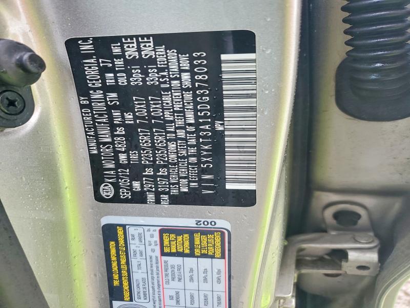 Продажа на аукционе авто 2013 Kia Sorento, vin: 5XYKT3A15DG378033, номер лота: 54245466
