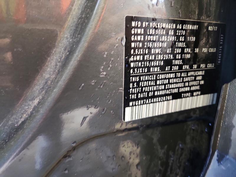 Aukcja sprzedaży 2017 Volkswagen Tiguan, vin: WVGBV7AX4HK028765, numer aukcji: 54344896