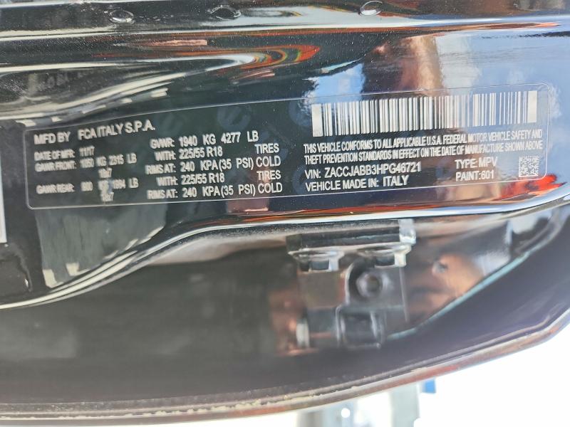 55008326 :رقم المزاد ، ZACCJABB3HPG46721 vin ، 2017 Jeep Renegade مزاد بيع