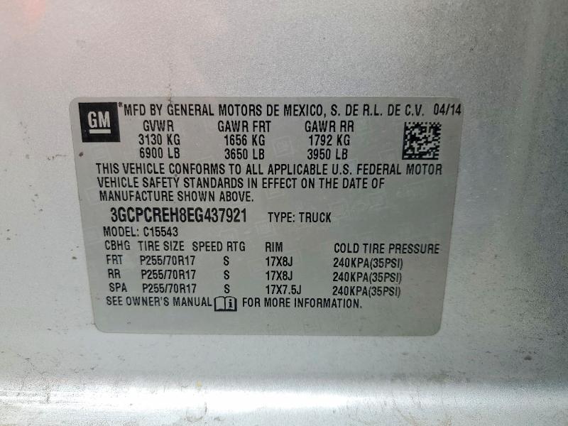 52684216 :رقم المزاد ، 3GCPCREH8EG437921 vin ، 2014 Chevrolet Silverado مزاد بيع