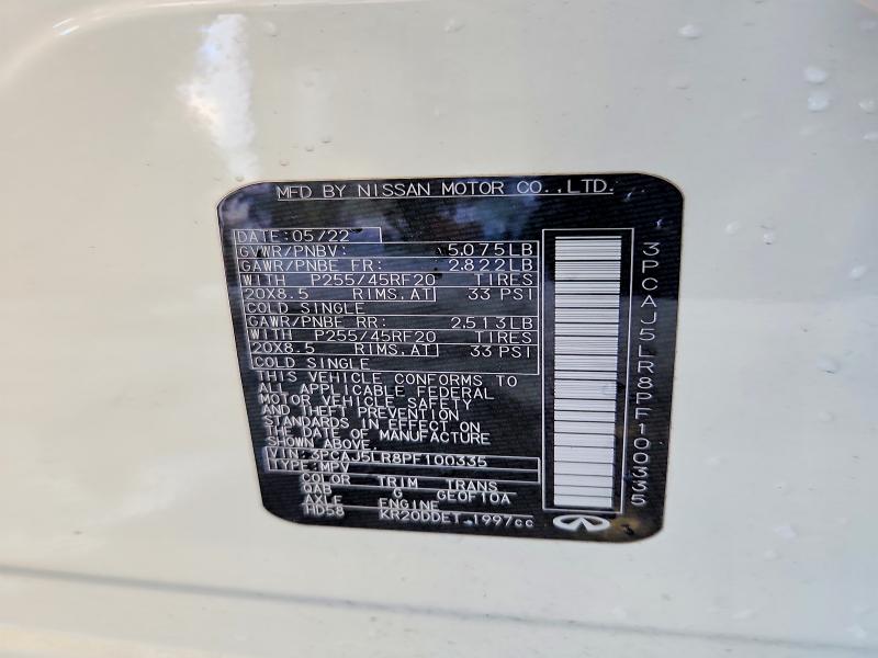 Aukcja sprzedaży 2023 Infiniti Qx55, vin: 3PCAJ5LR8PF100335, numer aukcji: 53564226