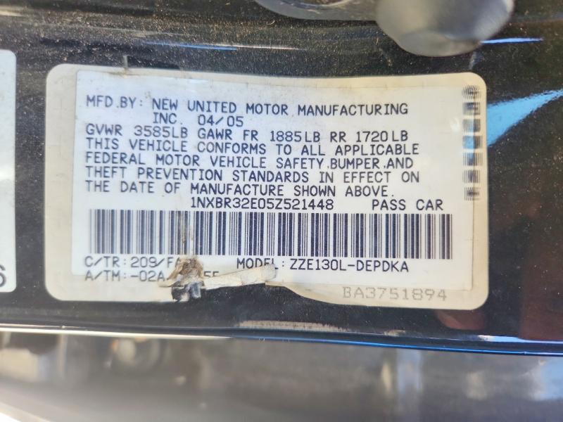 Aukcja sprzedaży 2005 Toyota Corolla, vin: 1NXBR32E05Z521448, numer aukcji: 54021336