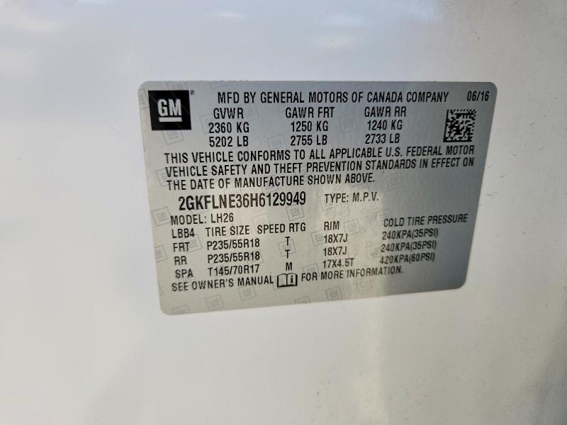 Aukcja sprzedaży 2017 Gmc Terrain, vin: 2GKFLNE36H6129949, numer aukcji: 53636416
