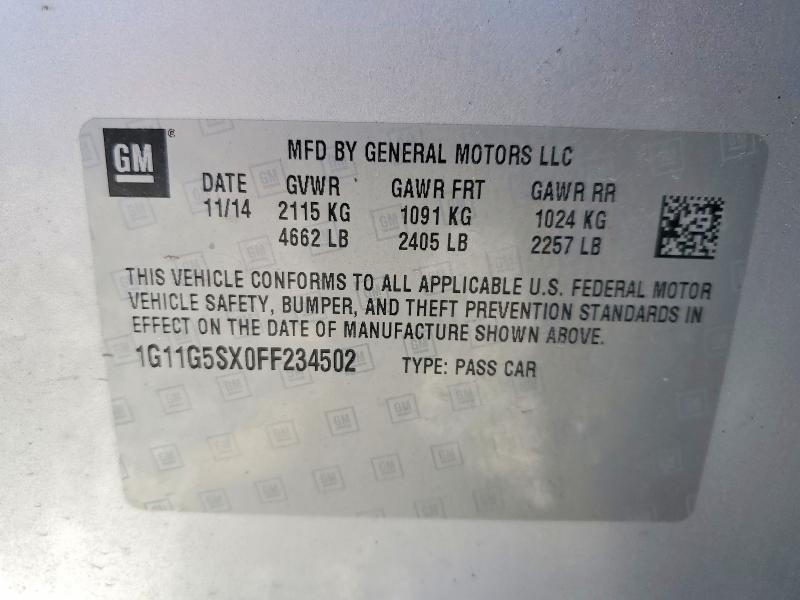 Aukcja sprzedaży 2015 Chevrolet Malibu, vin: 1G11G5SX0FF234502, numer aukcji: 53021396
