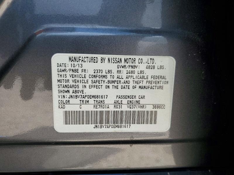 54871096 :رقم المزاد ، JN1BV7AP0EM681617 vin ، 2014 Infiniti Q50 مزاد بيع