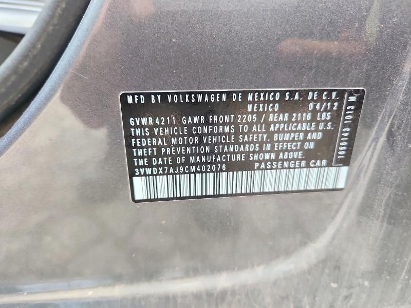 54161726 :رقم المزاد ، 3VWDX7AJ9CM402076 vin ، 2012 Volkswagen Jetta مزاد بيع