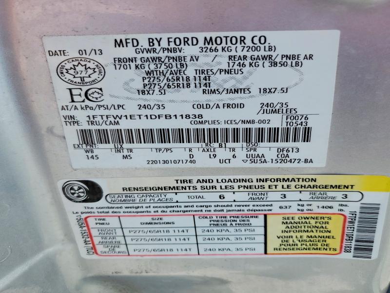 Aukcja sprzedaży 2013 Ford F150, vin: 1FTFW1ET1DFB11838, numer aukcji: 54091576