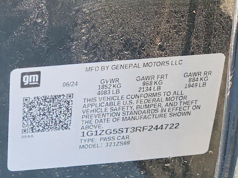 Aukcja sprzedaży 2024 Chevrolet Malibu, vin: 1G1ZG5ST3RF244722, numer aukcji: 53727016