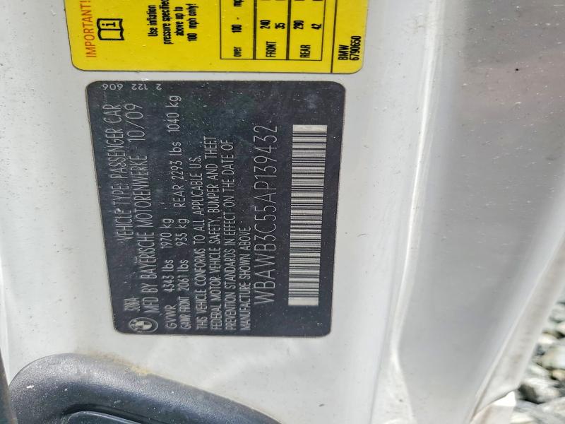 53162836 :رقم المزاد ، WBAWB3C55AP139432 vin ، 2010 Bmw 328 مزاد بيع
