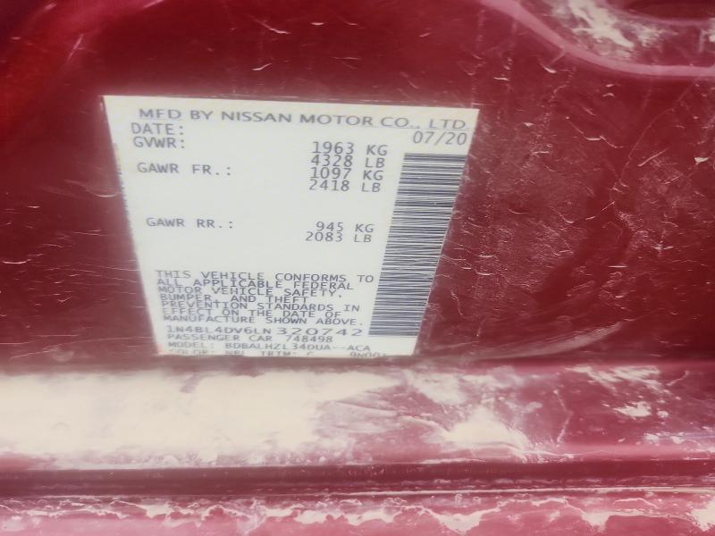Продаж на аукціоні авто 2020 Nissan Altima, vin: 1N4BL4DV6LN320742, номер лоту: 53890496