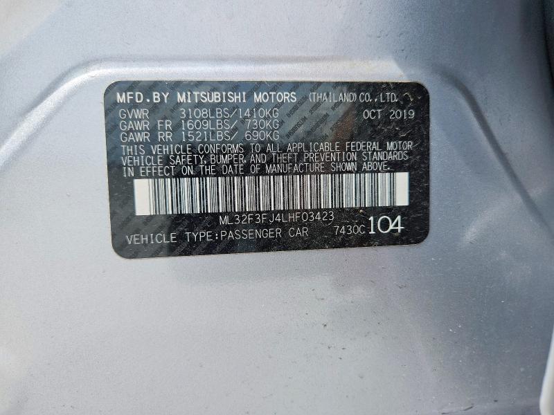 Продаж на аукціоні авто 2020 Mitsubishi Mirage, vin: ML32F3FJ4LHF03423, номер лоту: 55318826