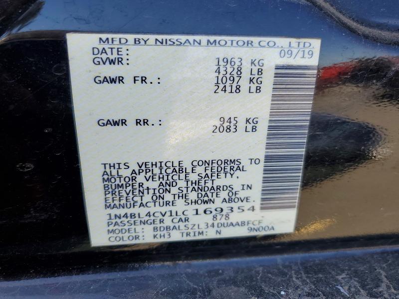 Aukcja sprzedaży 2020 Nissan Altima, vin: 1N4BL4CV1LC169354, numer aukcji: 54146746