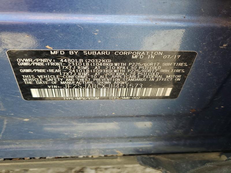 Продаж на аукціоні авто 2018 Subaru Forester, vin: JF2SJABCXJH451573, номер лоту: 53566286