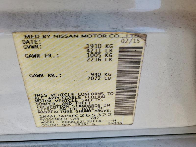 52331676 :رقم المزاد ، 1N4AL3APXFC265322 vin ، 2015 Nissan Altima مزاد بيع
