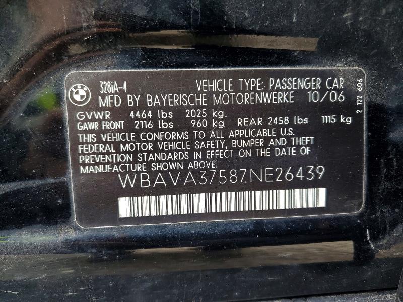 51463526 :رقم المزاد ، WBAVA37587NE26439 vin ، 2007 Bmw 328 مزاد بيع
