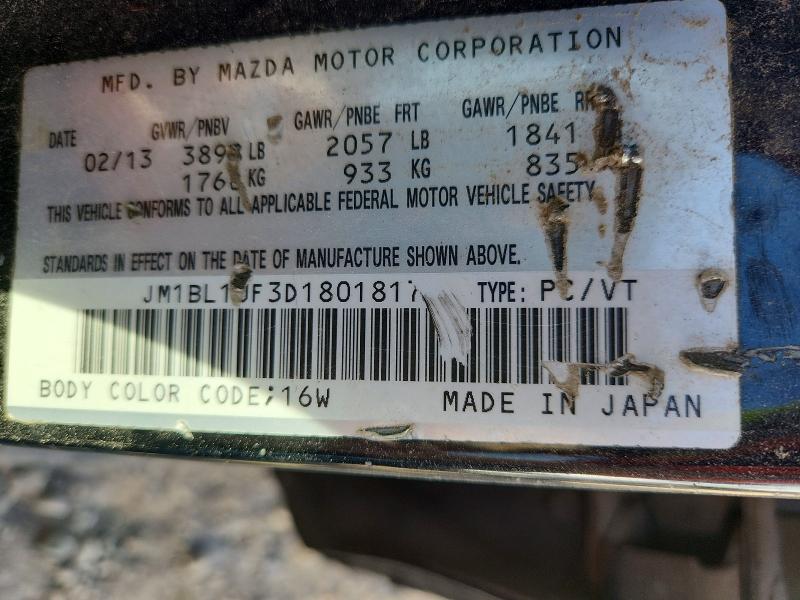 52036396 :رقم المزاد ، JM1BL1UF3D1801817 vin ، 2013 Mazda 3 مزاد بيع