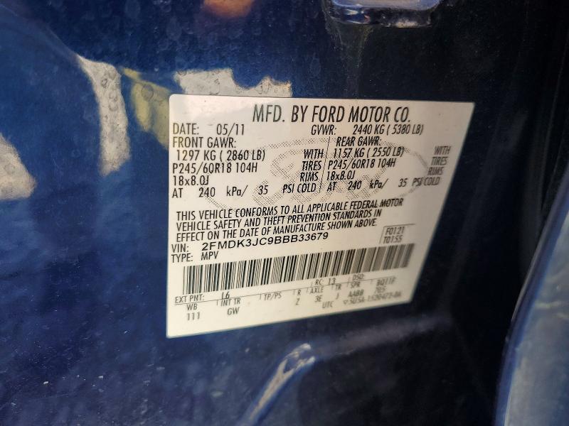Продаж на аукціоні авто 2011 Ford Edge, vin: 2FMDK3JC9BBB33679, номер лоту: 53032166
