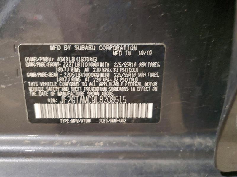 53583186 :رقم المزاد ، JF2GTAMC9L8208515 vin ، 2020 Subaru Crosstrek مزاد بيع