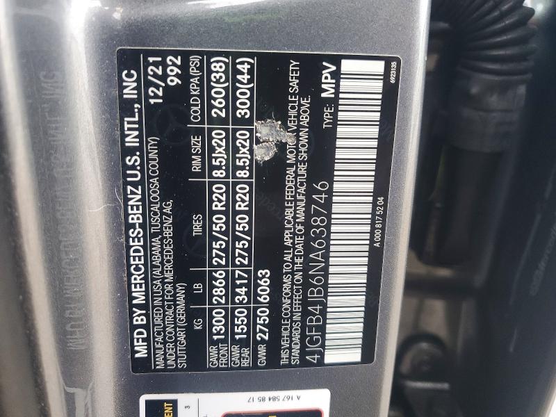 2022 Mercedes-benz Gle მანქანა იყიდება აუქციონზე, vin: 4JGFB4JB6NA638746, აუქციონის ნომერი: 54875616