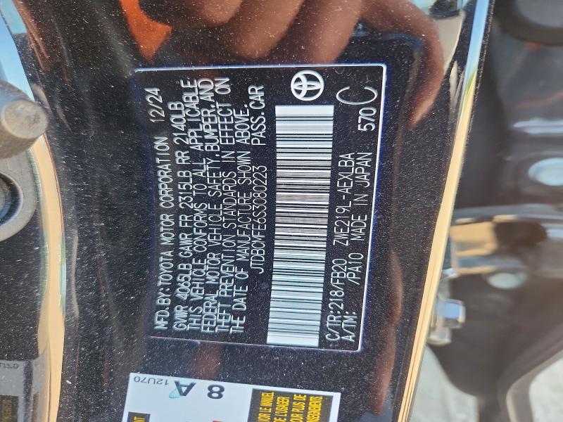 2025 Toyota Corolla Hybrid მანქანა იყიდება აუქციონზე, vin: JTDBCMFE6S3080223, აუქციონის ნომერი: 54903616