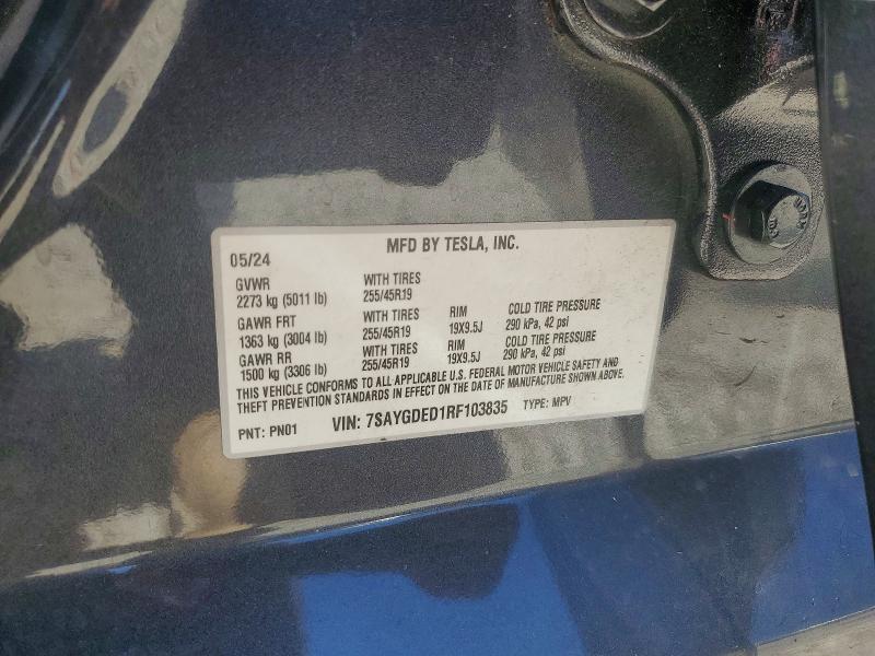 Aukcja sprzedaży 2024 Tesla Model Y, vin: 7SAYGDED1RF103835, numer aukcji: 53639816