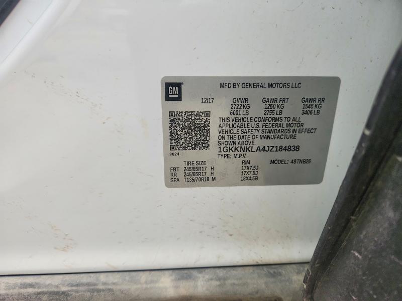 2018 Gmc Acadia მანქანა იყიდება აუქციონზე, vin: 1GKKNKLA4JZ184838, აუქციონის ნომერი: 53810826