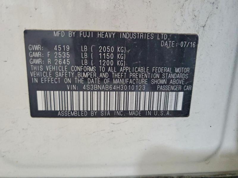 Auction sale of the 2017 Subaru Legacy, vin: 4S3BNAB64H3010123, lot number: 54085536