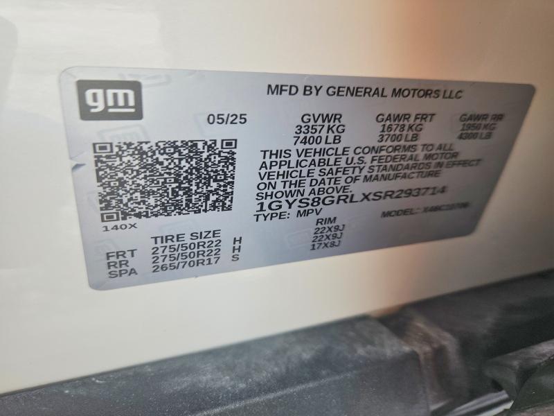 52818496 :رقم المزاد ، 1GYS8GRLXSR293714 vin ، 2025 Cadillac Escalade مزاد بيع