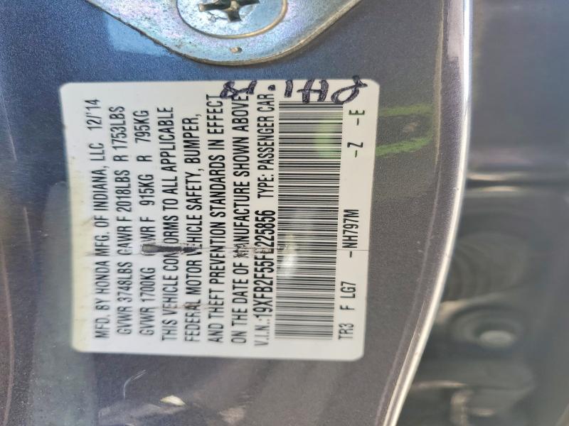 Продаж на аукціоні авто 2015 Honda Civic, vin: 19XFB2F55FE225856, номер лоту: 53794926