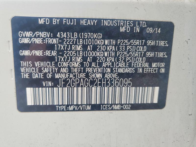 Продажа на аукционе авто 2014 Subaru Xv Crosstrek, vin: JF2GPAGC2EH336095, номер лота: 54181936